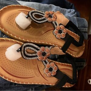 Floral Beaded Sandals